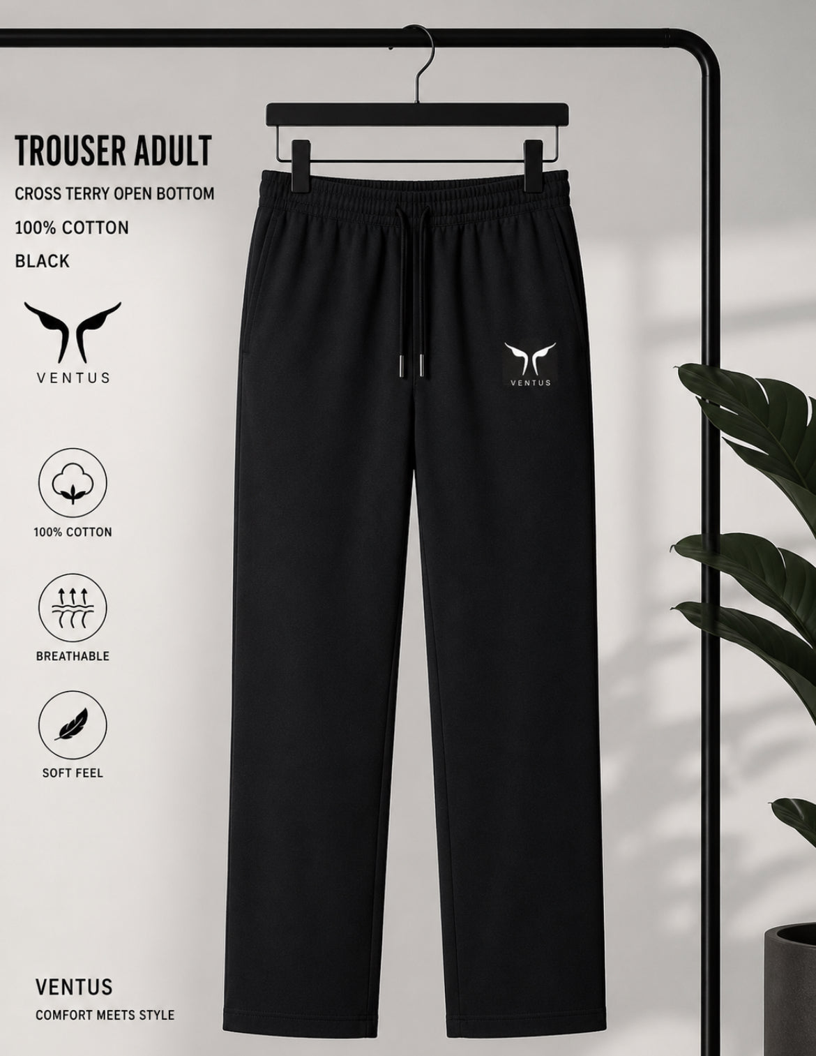 VENTUS Cross Terry Open Bottom Trouser